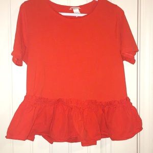 Red orange peplum tee